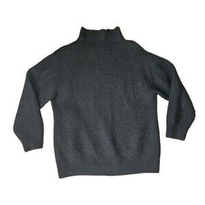 Quince Merino Wool Turtleneck Sweater Ribbed Chunky Pullover Black Womens Large